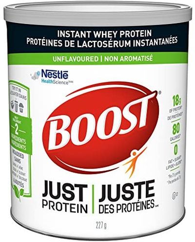 BOOST Just Protein Unflavoured Whey Protein Powder, 227g canister On Sale for $ 8.98 ( Save $ 8.99 ) at Amazon Canada