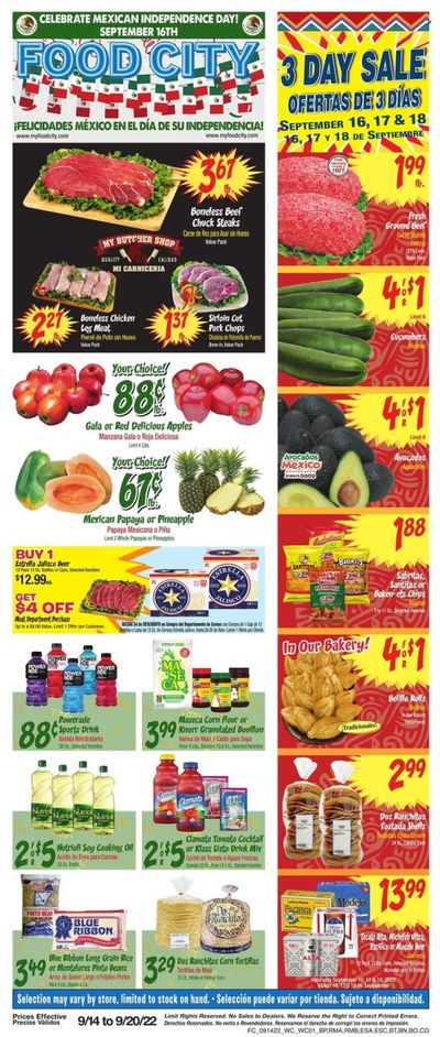 Food City (AZ) Weekly Ad Flyer Specials September 14 to September 20, 2022
