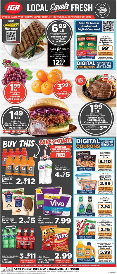 IGA (AL) Weekly Ad Flyer Specials September 14 to September 20, 2022