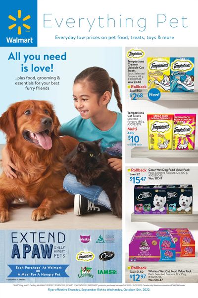 Walmart Everything Pet Flyer September 15 to October 12
