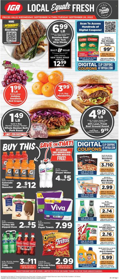 IGA (KY) Weekly Ad Flyer Specials September 14 to September 20, 2022