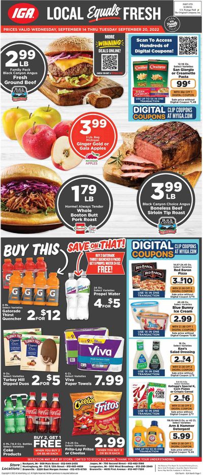 IGA (IN) Weekly Ad Flyer Specials September 14 to September 20, 2022 IGA (IN) Weekly Ad Flyer Specials September 14 to September 20, 2022