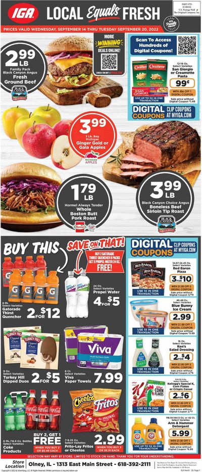 IGA (IL) Weekly Ad Flyer Specials September 14 to September 20, 2022