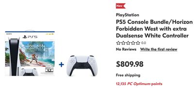 Shoppers Drug Mart Canada PlayStation Offers: Get PlayStation  PS5 Console Bundle/Horizon Forbidden West with extra Dualsense White Controller for $809.98