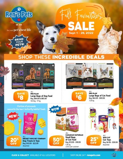 Ren's Pets Fall Favourites Sale Flyer September 1 to 28