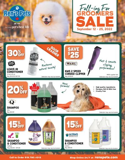 Ren's Pets Monthly Fall-ing for Groomers Sale Flyer September 12 to 25