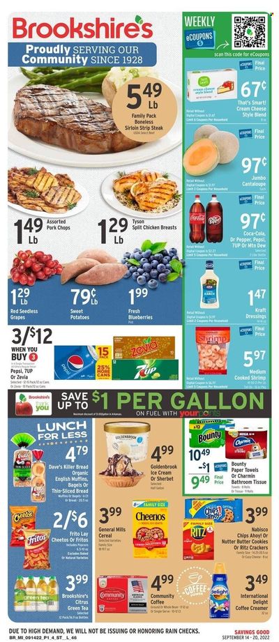 Brookshires (AR, LA, TX) Weekly Ad Flyer Specials September 14 to September 20, 2022