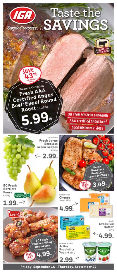 IGA Stores of BC Flyer September 16 to 22