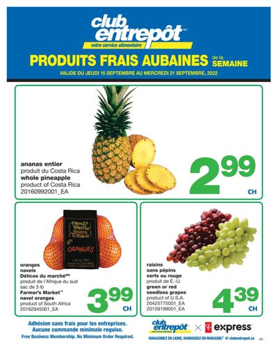 Wholesale Club (QC) Fresh Deals of the Week Flyer September 15 to 21