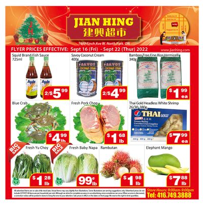 Jian Hing Supermarket (North York) Flyer September 16 to 22