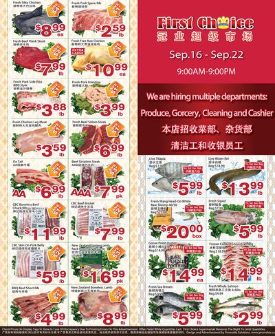 First Choice Supermarket Flyer September 16 to 22