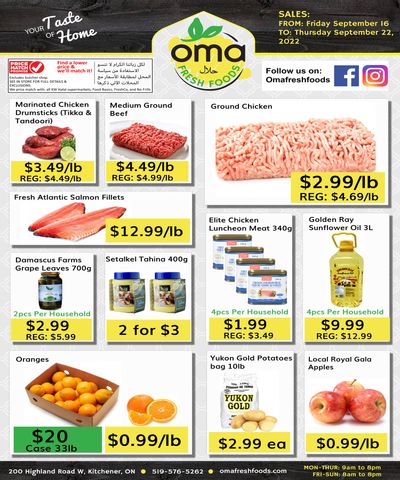 Oma Fresh Foods Flyer September 16 to 22