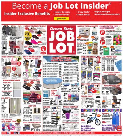 Ocean State Job Lot (CT, MA, ME, NH, NJ, NY, RI, VT) Weekly Ad Flyer Specials September 15 to September 21, 2022