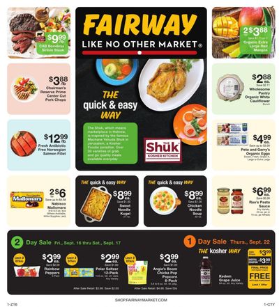 Fairway Market (CT, NJ, NY) Weekly Ad Flyer Specials September 16 to September 22, 2022