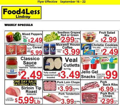 Food 4 Less (Lindsay) Flyer September 16 to 22