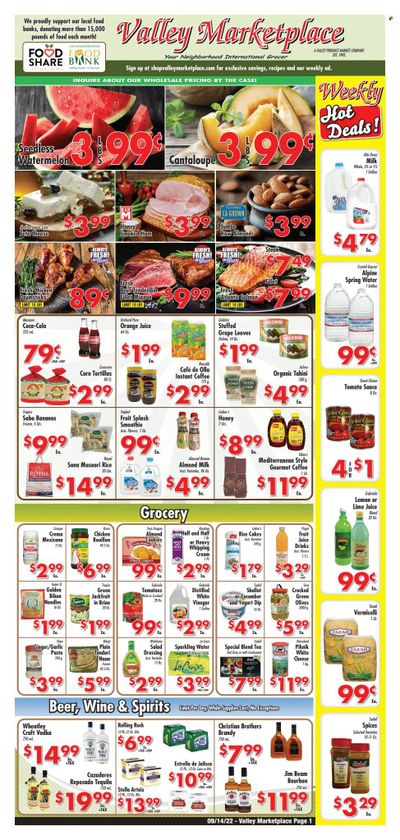 Valley Marketplace (CA) Weekly Ad Flyer Specials September 14 to September 20, 2022