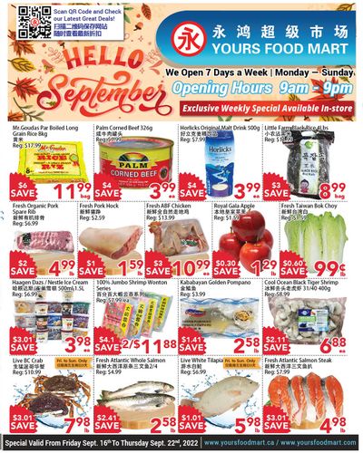 Yours Food Mart Flyer September 16 to 22