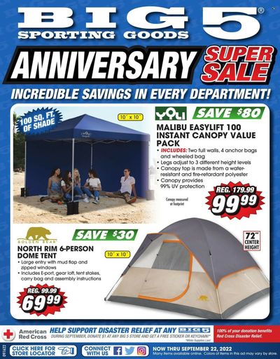Big 5 (AZ, CA, CO, ID, NM, OR, UT, WA) Weekly Ad Flyer Specials September 16 to September 22, 2022