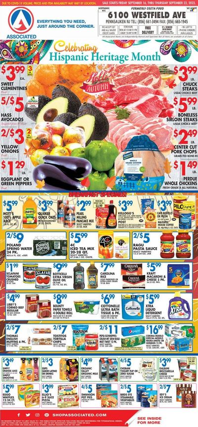 Associated Supermarkets (NY) Weekly Ad Flyer Specials September 16 to September 22, 2022