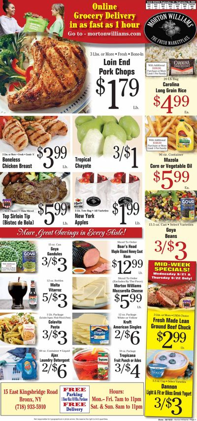 Morton Williams (NY) Weekly Ad Flyer Specials September 16 to September 22, 2022