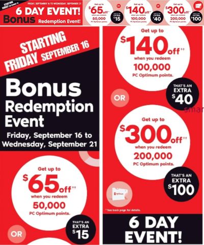 Shoppers Drug Mart Canada Offers: Bonus Redemption Event Save up to $300 Off + Get 20,000 Bonus Points + 3 Day Sale