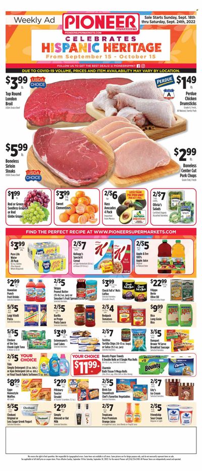 Pioneer Supermarkets (NJ, NY) Weekly Ad Flyer Specials September 18 to September 24, 2022