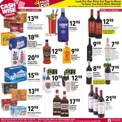 Cash Wise Liquor Only (MN) Weekly Ad Flyer Specials September 18 to September 24, 2022
