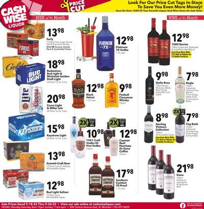 Cash Wise Liquor Only (MN) Weekly Ad Flyer Specials September 18 to September 24, 2022 Cash Wise Liquor Only (MN) Weekly Ad Flyer Specials September 18 to September 24, 2022