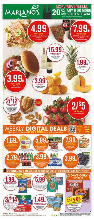 Mariano’s (IL) Weekly Ad Flyer Specials September 21 to September 27, 2022