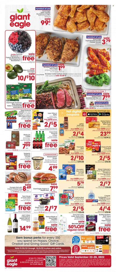 Giant Eagle (OH, PA) Weekly Ad Flyer Specials September 22 to September 28, 2022
