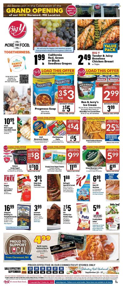 Big Y (CT, MA) Weekly Ad Flyer Specials September 22 to September 28, 2022