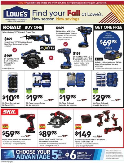 Lowe's Weekly Ad Flyer Specials September 22 to September 28, 2022