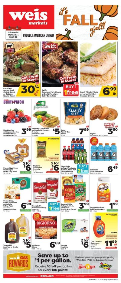 Weis (MD, NY, PA) Weekly Ad Flyer Specials September 22 to September 28, 2022
