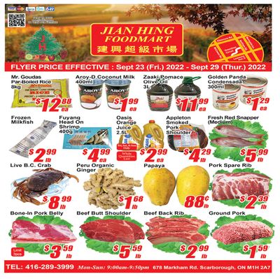 Jian Hing Foodmart (Scarborough) Flyer September 23 to 29