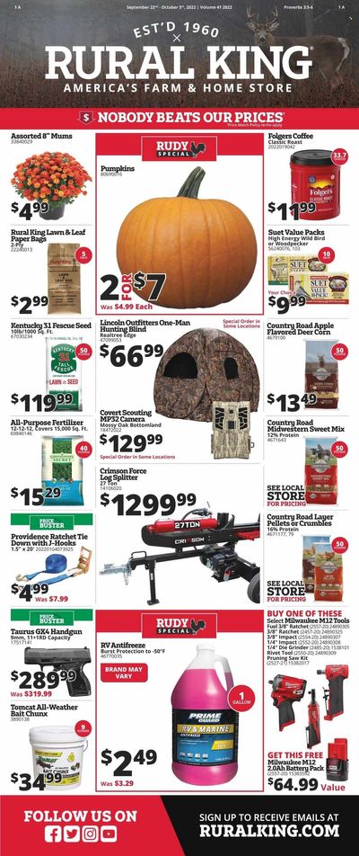 Rural King Weekly Ad Flyer Specials September 22 to October 5, 2022