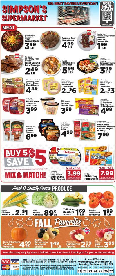 IGA (IN) Weekly Ad Flyer Specials September 21 to September 27, 2022