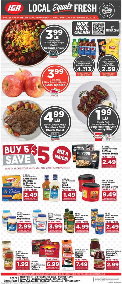 IGA (IN) Weekly Ad Flyer Specials September 21 to September 27, 2022