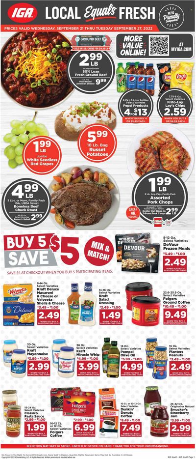 IGA (KY) Weekly Ad Flyer Specials September 21 to September 27, 2022