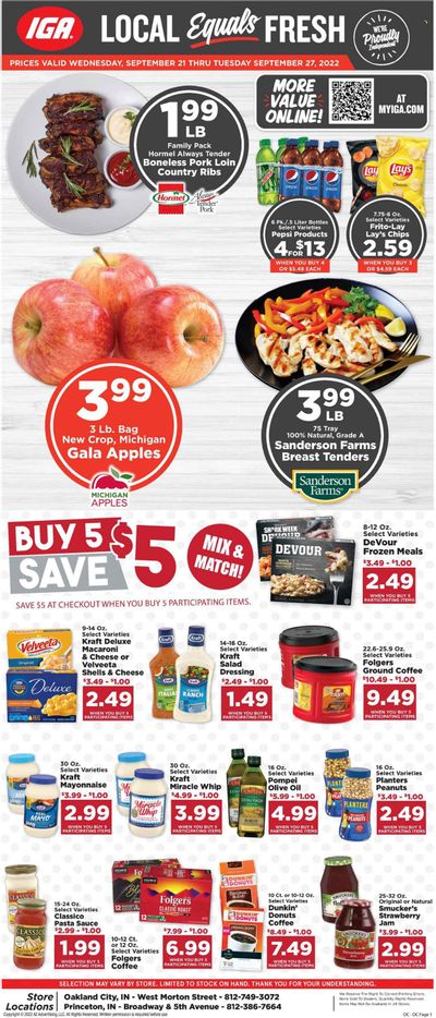IGA (IN) Weekly Ad Flyer Specials September 21 to September 27, 2022