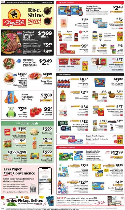 ShopRite (CT, DE, MD, NJ, NY, PA) Weekly Ad Flyer Specials September 25 to October 1, 2022