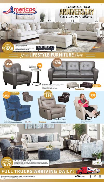 American Furniture Warehouse (AZ, CO, TX) Weekly Ad Flyer Specials September 25 to October 1, 2022
