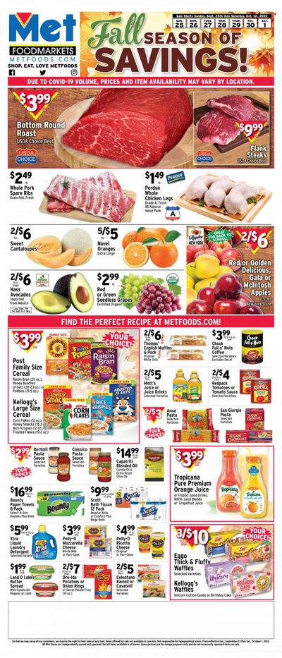 Met Foodmarkets Weekly Ad Flyer Specials September 25 to October 1, 2022