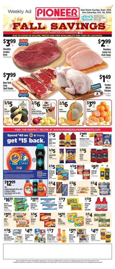 Pioneer Supermarkets (NJ, NY) Weekly Ad Flyer Specials September 25 to October 1, 2022