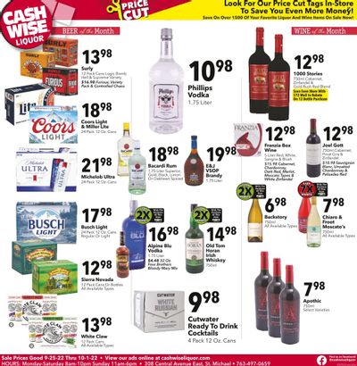 Cash Wise Liquor Only (MN) Weekly Ad Flyer Specials September 25 to October 1, 2022