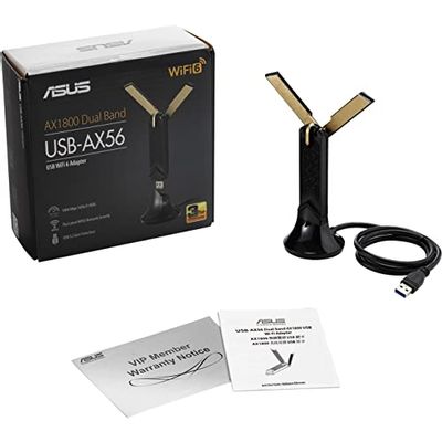 ASUS WiFi 6 AX1800 USB WiFi Adapter (USB-AX56) - Dual Band WiFi 6 Client, 2x2 Support, Gaming & Streaming, Plug-and-Play, WPA3 Network Security, MU-MIMO, Beamforming $79.99 (Reg $89.99)