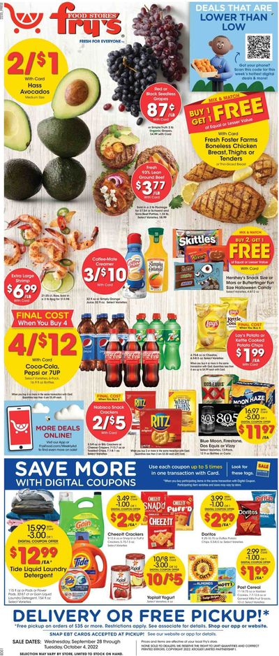 Fry’s Weekly Ad Flyer Specials September 28 to October 4, 2022