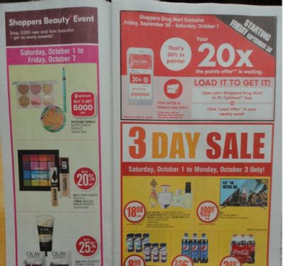 Shoppers Drug Mart Canada: 20x The PC Optimum Points Loadable Offer September 30th – October 1st