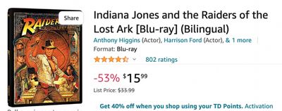 Amazon Canada Deals: Save 53% on Indiana Jones and the Raiders of the Lost Ark + 28% on Wireless Charger + More Offers