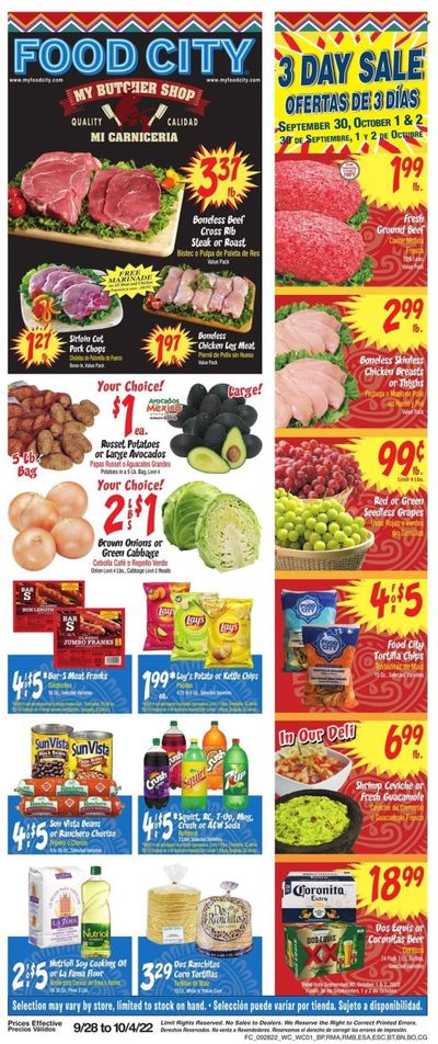 Food City (AZ) Weekly Ad Flyer Specials September 28 to October 4, 2022