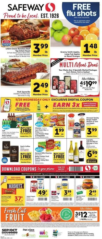 Safeway (CA, HI, OR, WA) Weekly Ad Flyer Specials September 28 to October 4, 2022